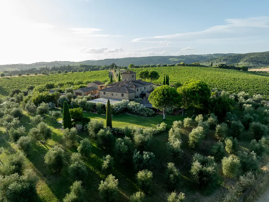 Aerial view of Locanda Le Piazze in Chianti